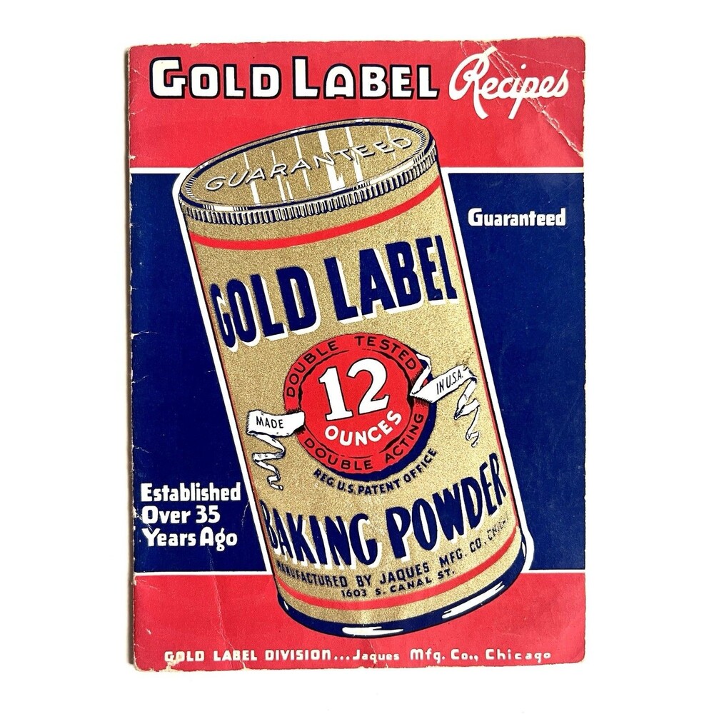 Cookbook “Gold Label Recipes” 1925 Jaques Mfg. Co. Chicago Baking Powder Vintage